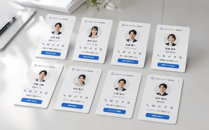 チームで統一された従業員のe名刺